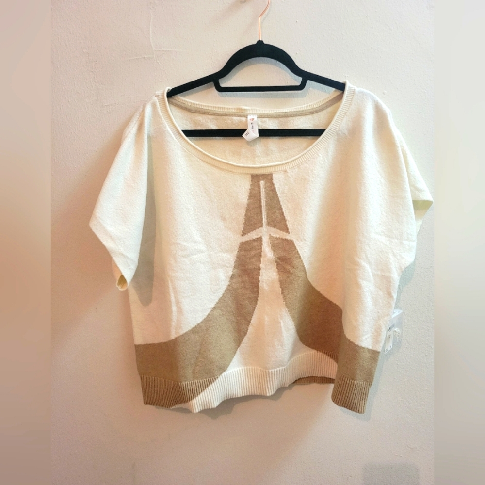 Anthropologie Cream and Tan Sweater